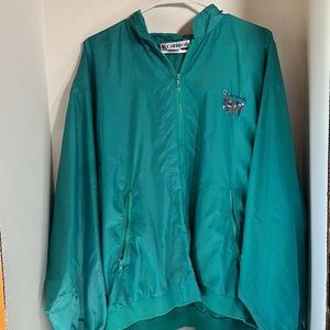 Vintage carnival teal nylon jacket size large lightweight
